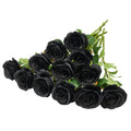 Helera 12PC Black Roses Artificial Flowers Fake Roses Silk Realistic Roses Bouquet Flowers with Long Stems for Wedding Home Part