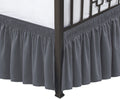 Biscaynebay Wrap Around Bed Skirts With Split Corners For Queen Beds 15' Drop, Dark Grey Elastic Dust Ruffles Easy Fit Wrinkle & Fade Resistant Silky Luxurious Fabric Solid Machine Washable