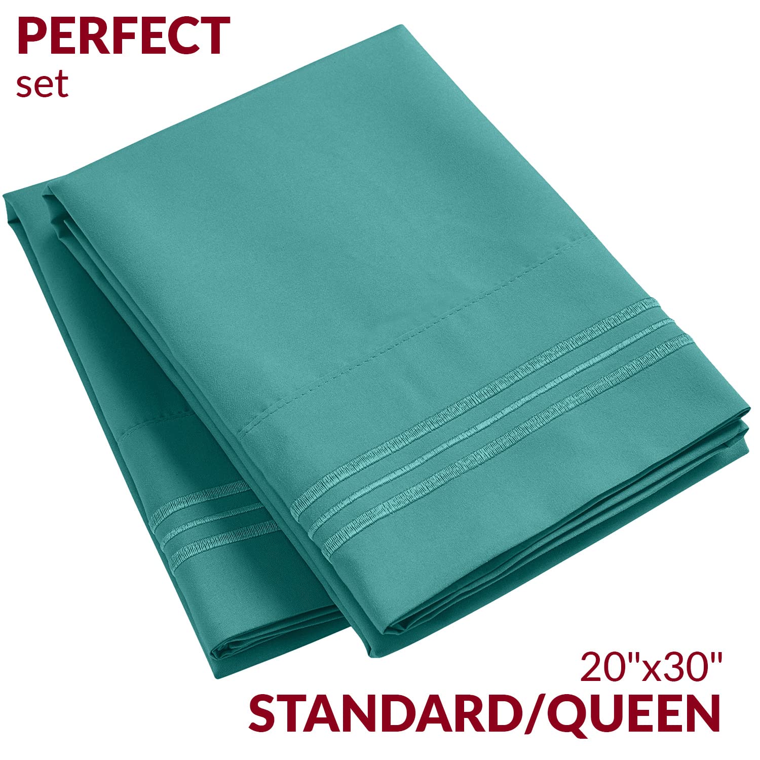 Mellanni Pillow Cases Standard Size Set Of 2 - Pillow Covers - Pillow Protector - Hotel Luxury Bedding Sheets & Pillowcases - Envelope Closure (Set Of 2 Standard/Queen Size 20' X 30', Teal)