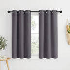Nicetown Grey Blackout Curtain Panels 48 Inch Long Set Of 2 For Bedroom, Thermal Insulated Grommet Top Light Blocking Draperies