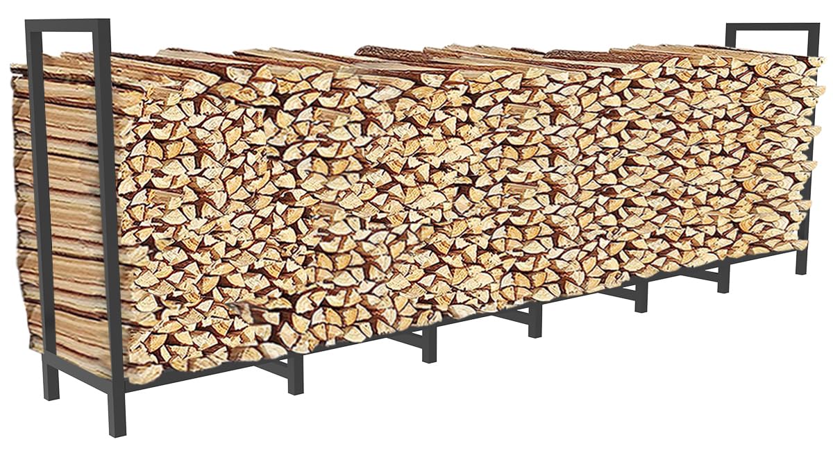Balie Space 8Ft Outdoor Firewood Rack Holder With 14 Support Legs For Indoor Fire Wood Pile Storage, Adjustable Heavy Duty Fire