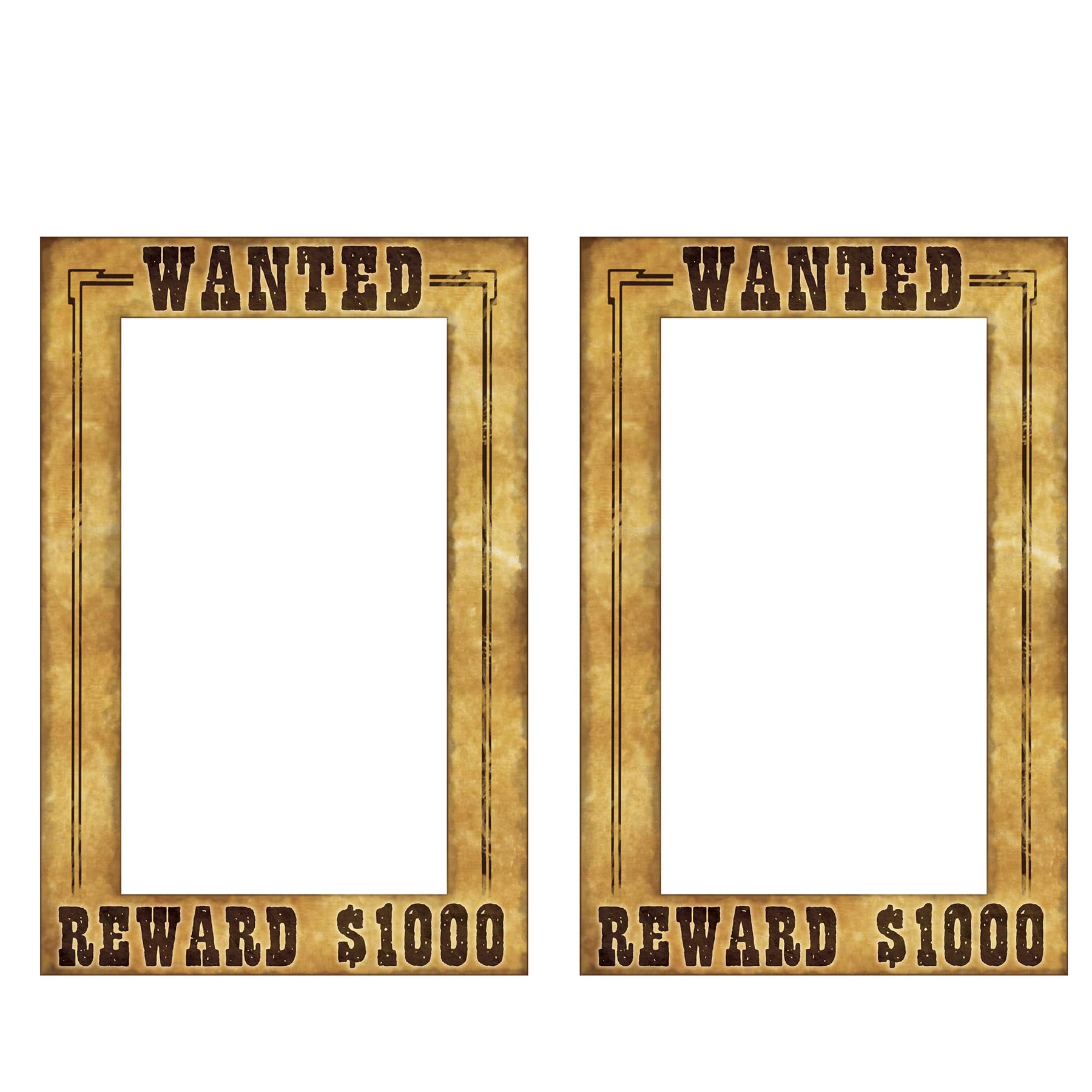 Beistle 2-Piece Western Wanted Photo Booth Selfie Frames, Wild West Cowboy Western Photo Op Props, Saloon Themed Party Supplies,