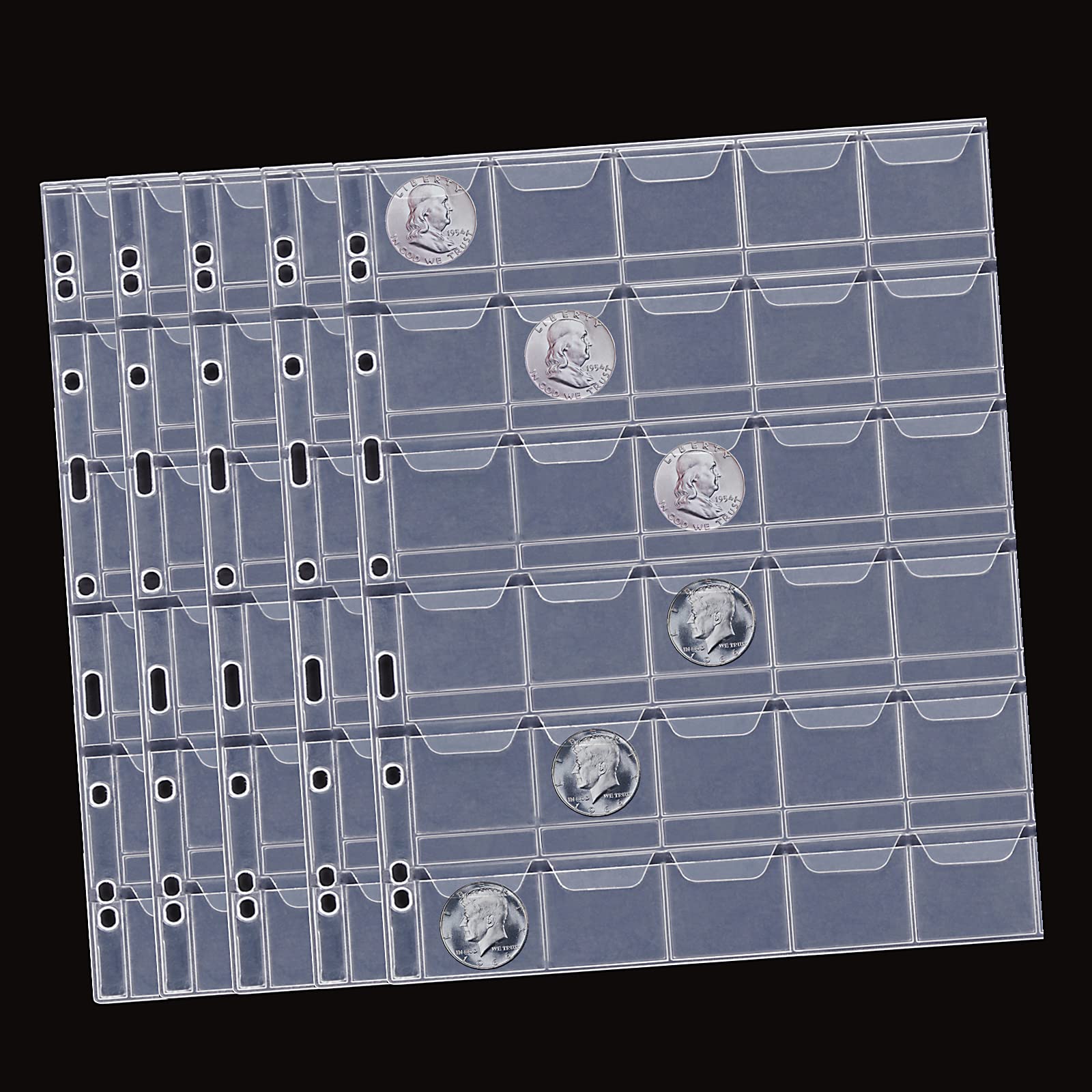 Mudor Coin Pocket Pages, Pvc Free, 30-Pocket Coin Sleeves For Collectors, 5 Coin Sheets For Binders, Professional Coin Collectio