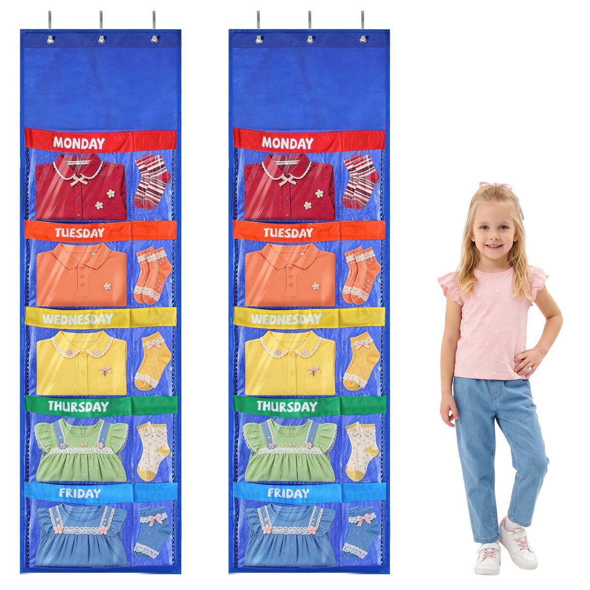 Alphatool 2 Pcs Weekly Clothes Organizer Hanging Closet Storage for Kids