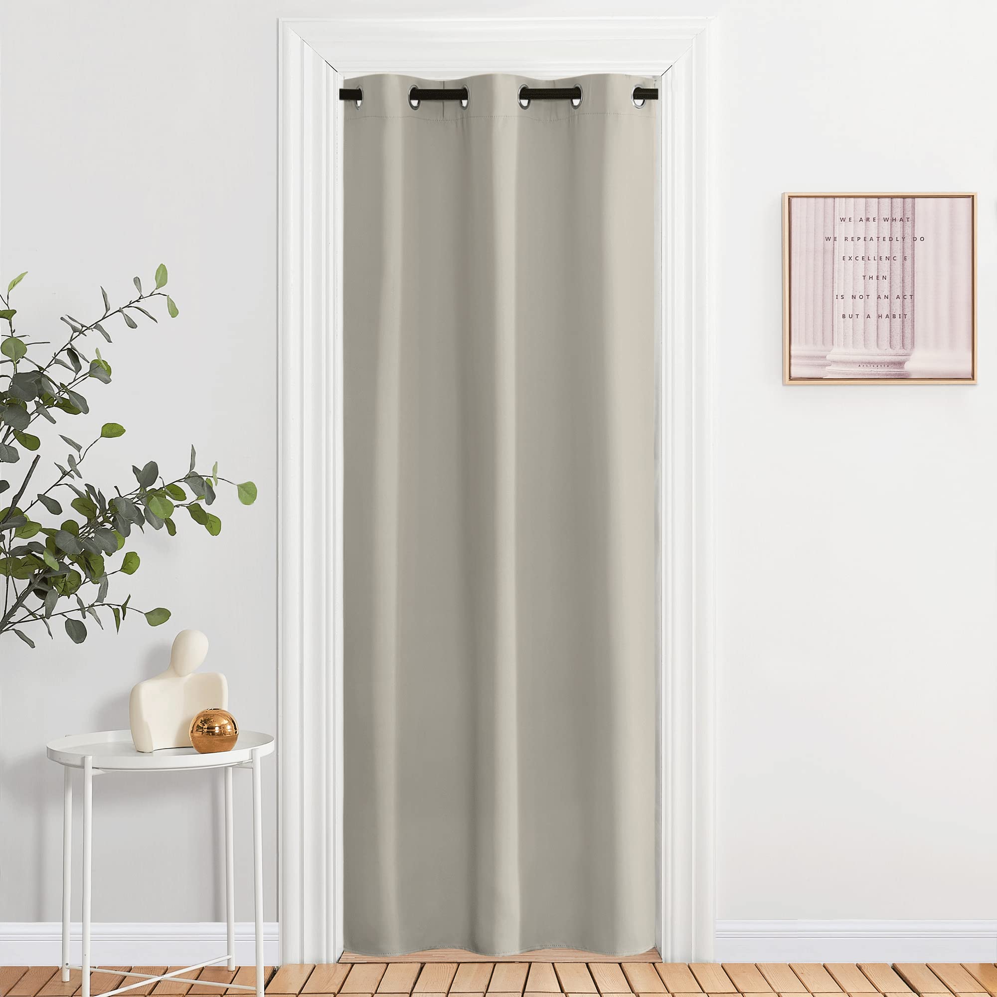 Nicetown Natural Room Darkening Curtain And Drape Energy Efficient Warmth Solid Grommet Curtain For Office & Classroom (Sold Individually, 42 Inches Wide By 84 Inches Long)