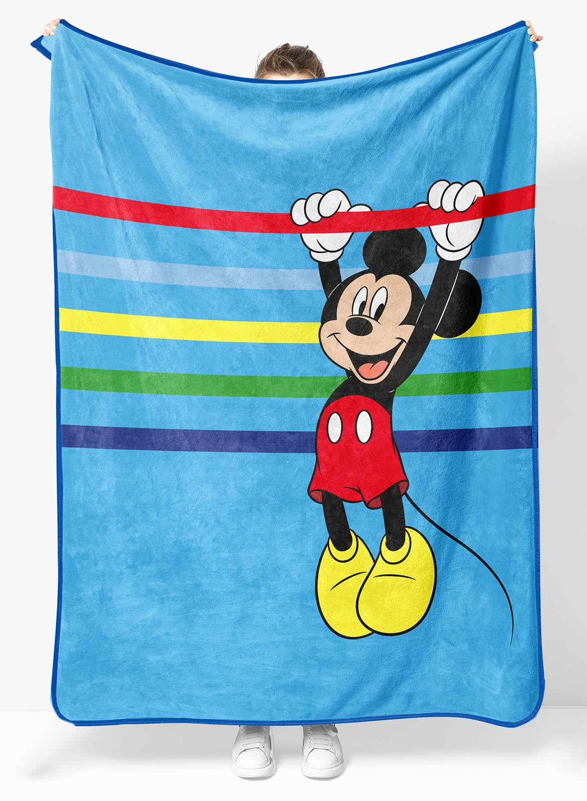 Disney Mickey Mouse Plush Throw Blanket - Measures 46 X 60 Inches - Super Soft & Cozy Stripes Fleece Kids Bedding