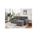 Lilola Home Estelle Fabric Sofa Reversible Storage Chaise Pull-Out Sleeper with Drop-Down Table 2 Cup Holders and 4 USB Ports