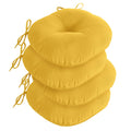 Downluxe Round Outdoor Chair Cushions, Waterproof Memory Foam Bistro Patio Furniture Cushions 15' X 15', Yellow, 4 Pack For Ho