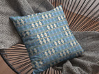 HomeRoots Muted Light Blue Cream Broadcloth 18' Blue Cream Spades Indoor Outdoor Throw Pillow