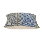 HomeRoots Beige 100% Cotton Gray and Blue Aztec Diamond Throw Pillow
