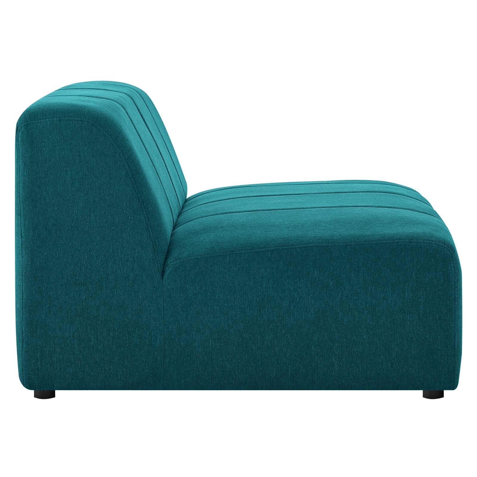 Modway Bartlett Channel Tufted Upholstered Sectional, Armless Chair, Teal