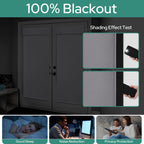 Homeideas 100% Blackout French Door Curtains, Privacy Door Curtains For Door Window, 26 X 68 Inch Room Darkening Curtains, Thermal Insulated Door Window Shades For Bedroom, (1 Panel, Greyish White)