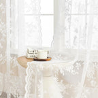 Seekright White Lace Curtains 90 Inches Long 2 Panels Victorian Floral Sheer Curtains For Living Room Bedroom Rod Pocket Light F