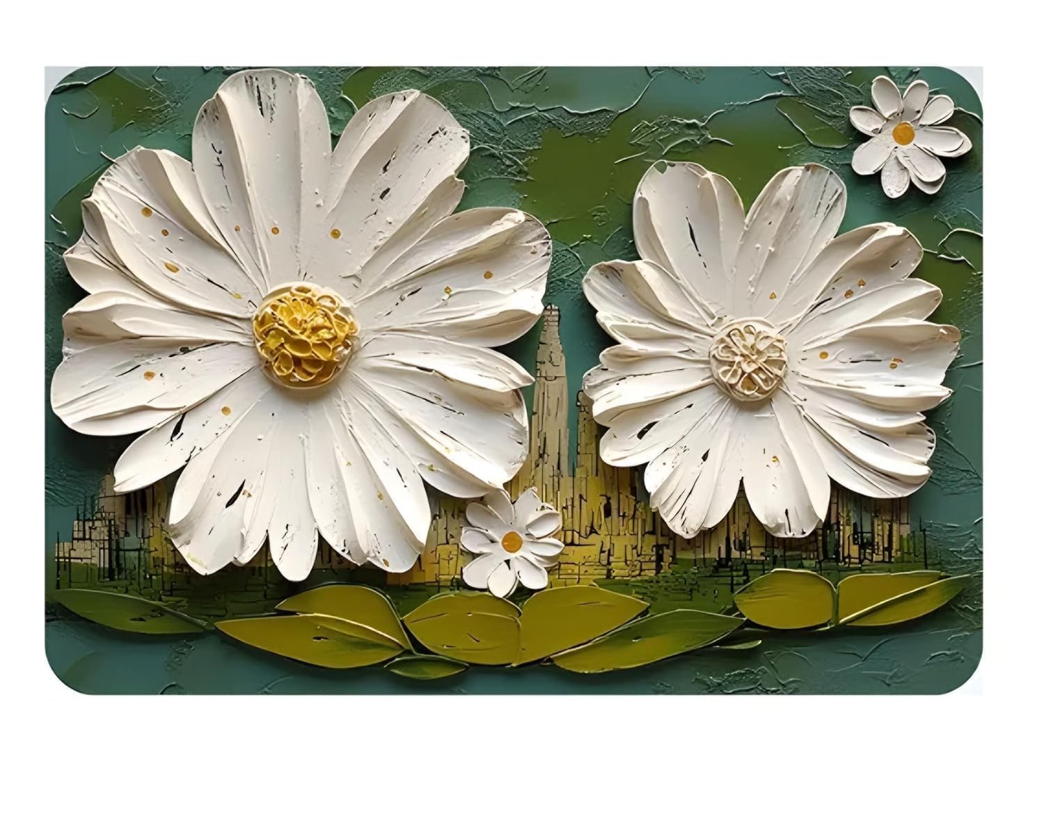 5D Flower Print Doormat, NonSlip Washable Floor Mat, Quick Dry, Super Absorbent, MultiPurpose Door & Bath Mat with Floral Rais
