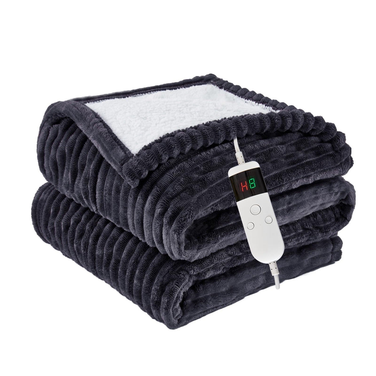 Electric Blanket Heated Throw Size, Soft Flannel Heating Blanket With 8 Hours Auto Off 10 Fast Heating Levels Machine Washable S