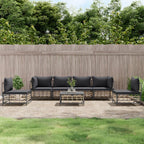 vidaXL 7 Piece Outdoor Patio Lounge Set with Cushions - Modular, Weather-Resistant Poly Rattan, Sturdy Steel Frame, Comfortable Cushioned Seating, Anthracite Color