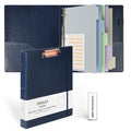 Ospelelf 3 Ring Binder With Clipboard 1 Inch Leather For Letter Size (8.5' X 11'), 5 Tab Dividers Office Supply, Dark Blue