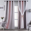 Indistar Cutout Blackout Window Curtains For Girls Kids Bedroom Double Layer Star Cut Out Gradient Stripe Curtains, 1 Panel (Pin