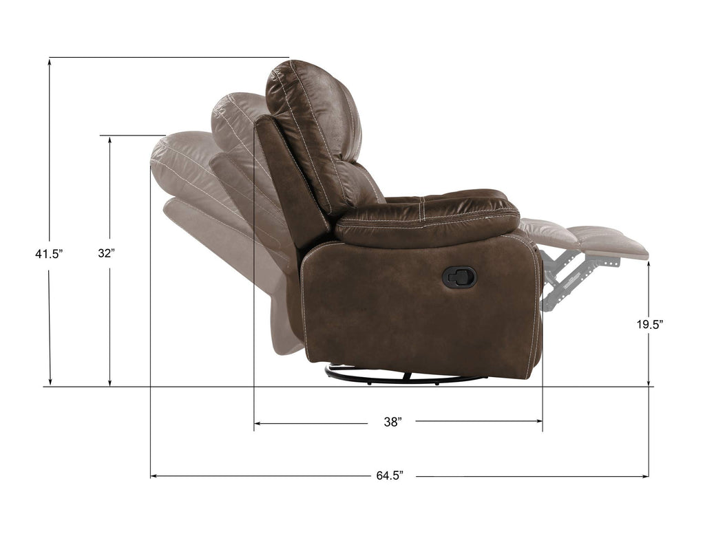 Madrona Burke Zoey Chocolate Brown 84" Power Sofa with Dual Recliners, Microsuede Upholstery, and USB Charging Station