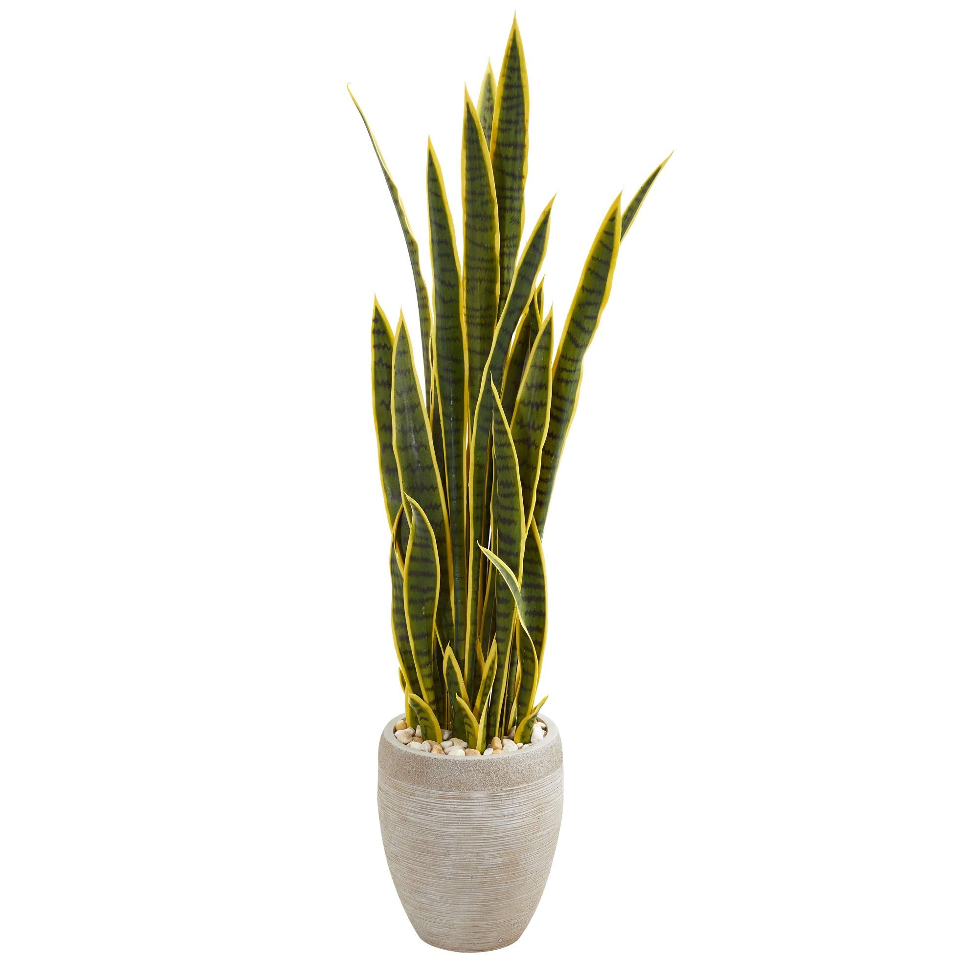 52 Sansevieria Artificial Plant In Sand Colored Planter