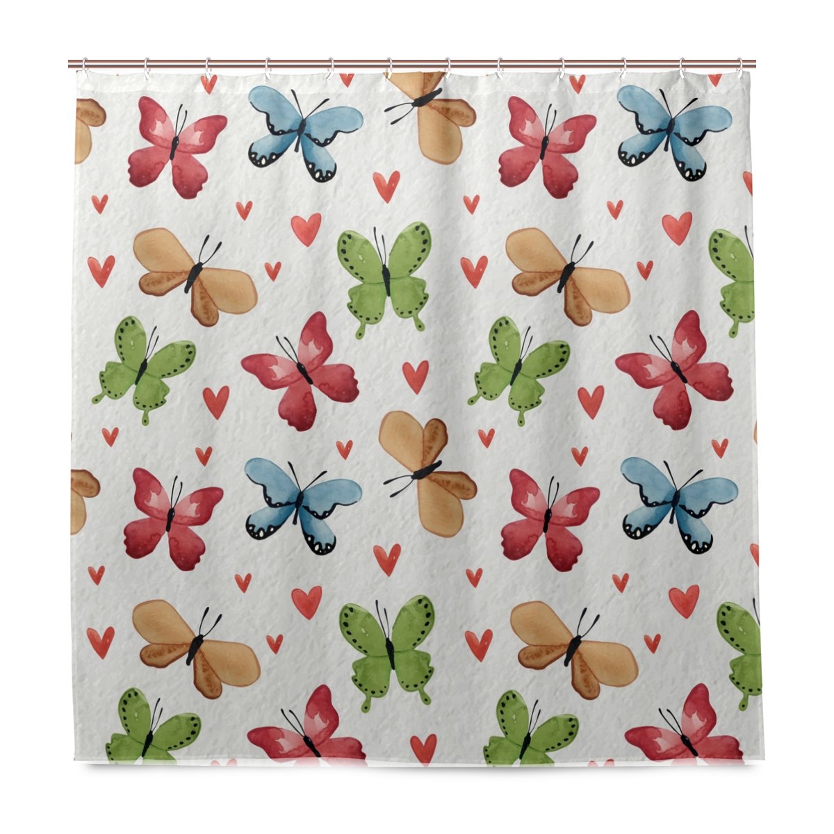 My Little Nest Waterproof Shower Curtain For Bathroom Butterfly Polyester Fabric Bath Stall Curtain With Free Hooks 72&quot; X 72&quot;