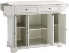 Crosley Furniture Alexandria Stone Top Rolling Kitchen Island Storage Cart, Microwave Stand, Spice Rack, White