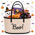 Halloween Boo Gift Basket Empty  Foldable Bamboo Woven Basket Decor Black