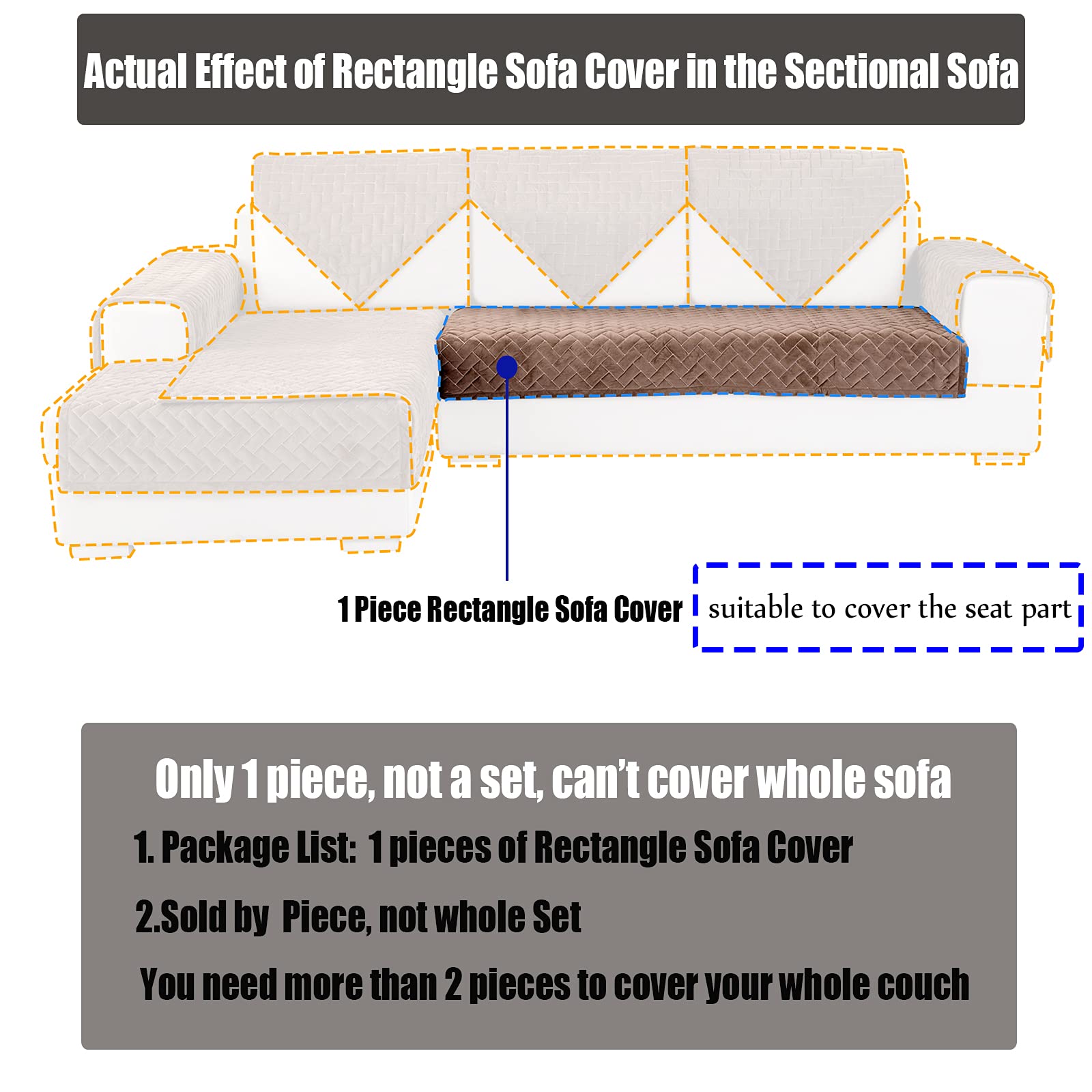 Tewene Sofa Cover, Velvet Couch Cover Anti-Slip Sectional Couch Covers Sofa Slipcover For Dogs Cats Pet Love Seat Recliner Cover