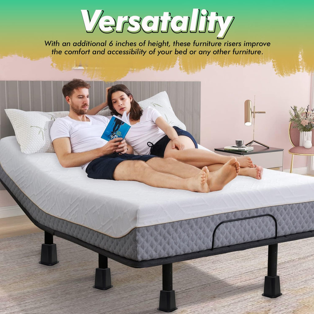 Kings Brand Furniture 6 Inch Black Bed Risers - Set of 4 for Desk, Sofa, Couch & Table, Model B9019