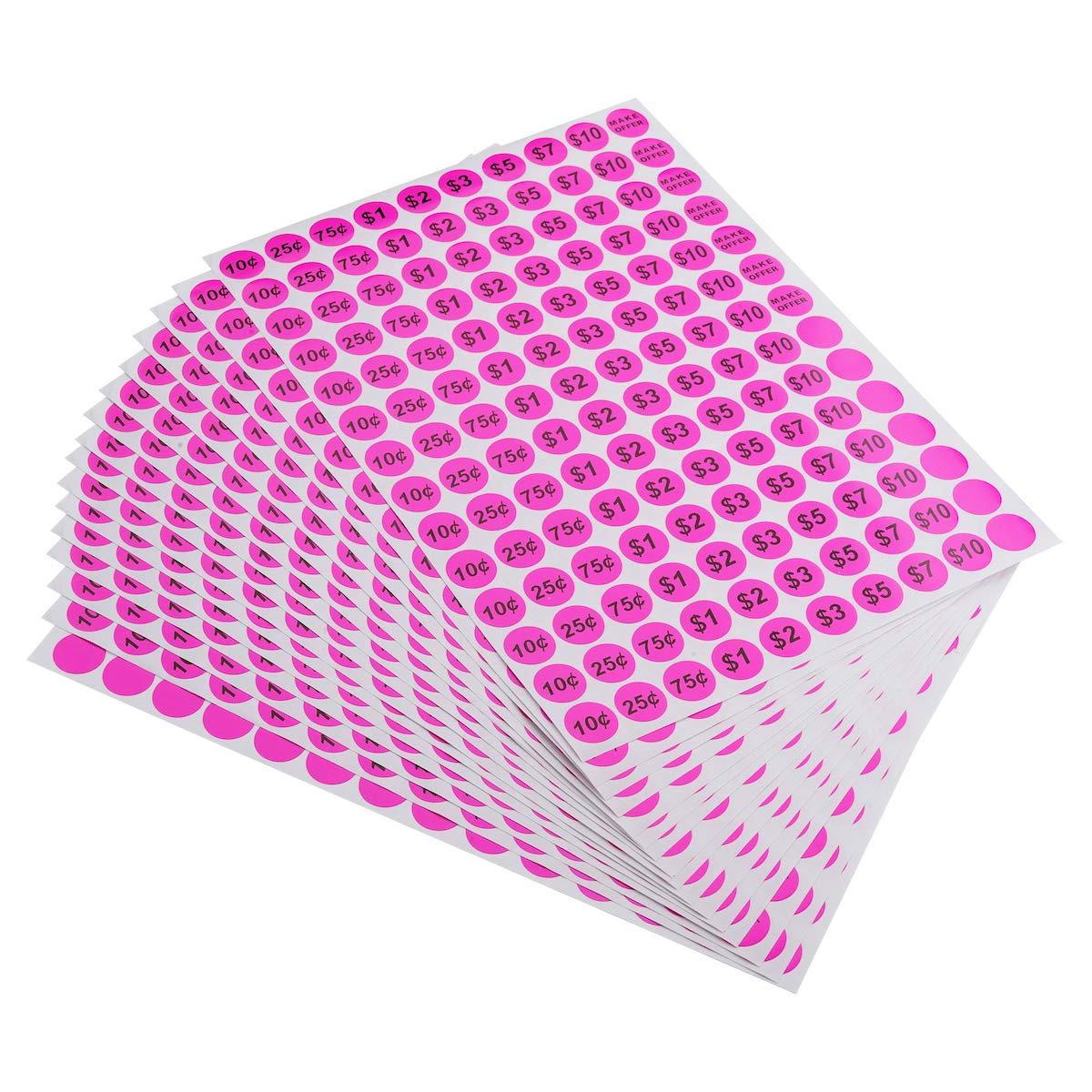 Onupgo Garage Sale Labels 3/4' Round Preprinted Pricing Labels Price Stickers Removable Prices Labels, Bright Neon Fluorescent