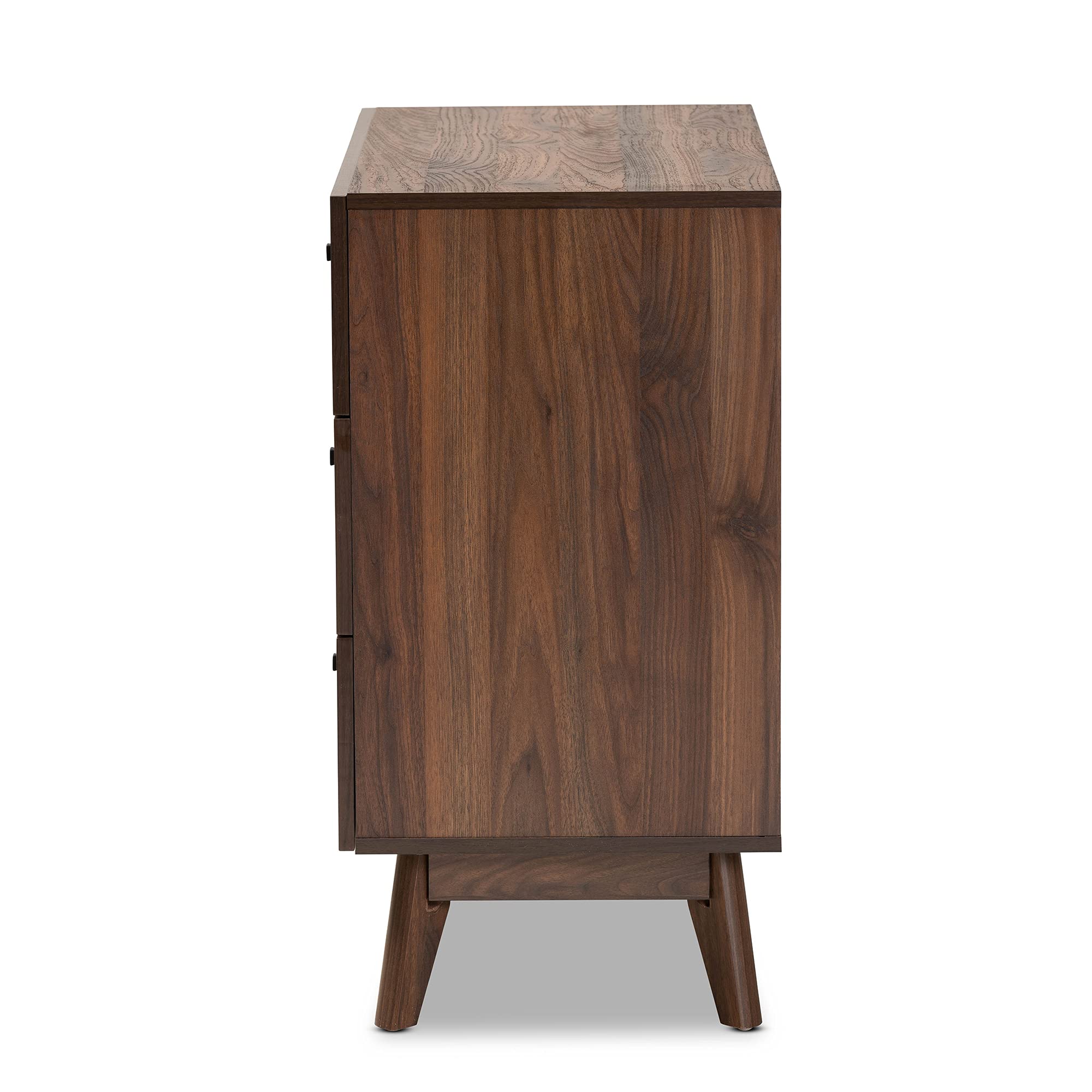 Baxton Studio Hartman Mid-Century Modern Walnut Brown Finished Wood 3-Drawer Storage Chest