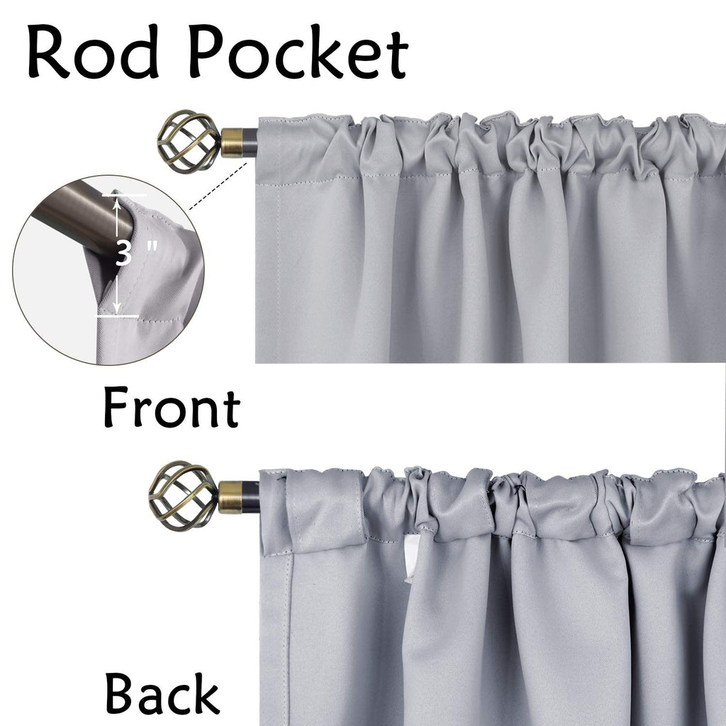 Bgment 40 Inch Length Blackout Curtains For Cafe - 38 X 40 Inch Short Curtains Rod Pocket And Back Tab Thermal Insulated Room Darkening Curtains For Kitchen Bathroom, 2 Window Panels, Light Grey