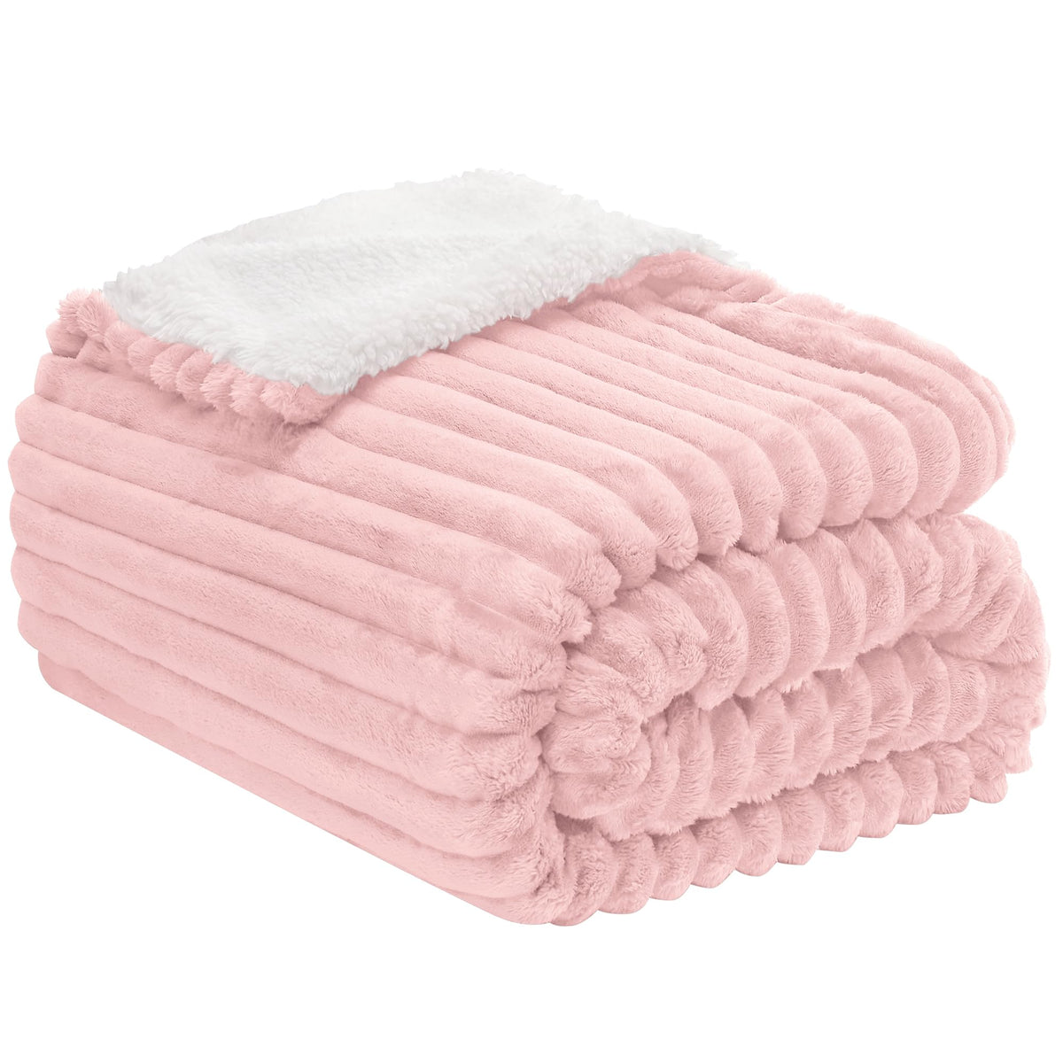 Infiixso Sherpa Throw Blanket For Couch - Super Soft & Warm Striped Fleece Blanket, Cozy Plush Fluffy Blanket All Season Use (Pi