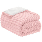 Infiixso Sherpa Throw Blanket For Couch - Super Soft & Warm Striped Fleece Blanket, Cozy Plush Fluffy Blanket All Season Use (Pi