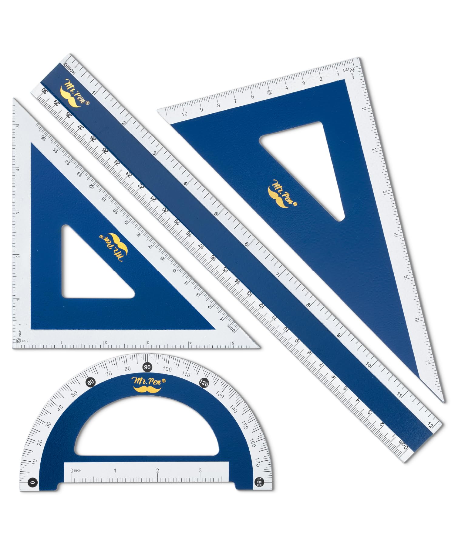 Mr. Pen- Wooden Geometry Set, 4 Pack, Triangle Ruler Set Square, Protractor Set, Protractors, Drafting Triangle, Drafting Tools