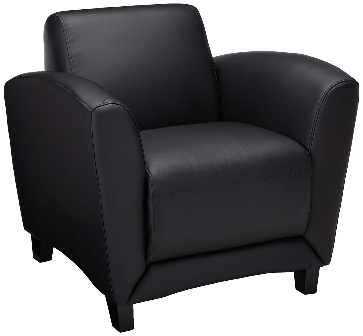 Mayline VCC1BLKB Santa Cruz Leather Lounge Chair, Black Paint, Black Leather