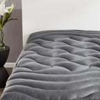 Sleep Zone Cooling Rv Mattress Topper, Premium Zoned Cool Mattress Pad Cover, Padded Mattress Protector Breathable Washable, Deep Pocket 8-21' (Grey, Short Queen)