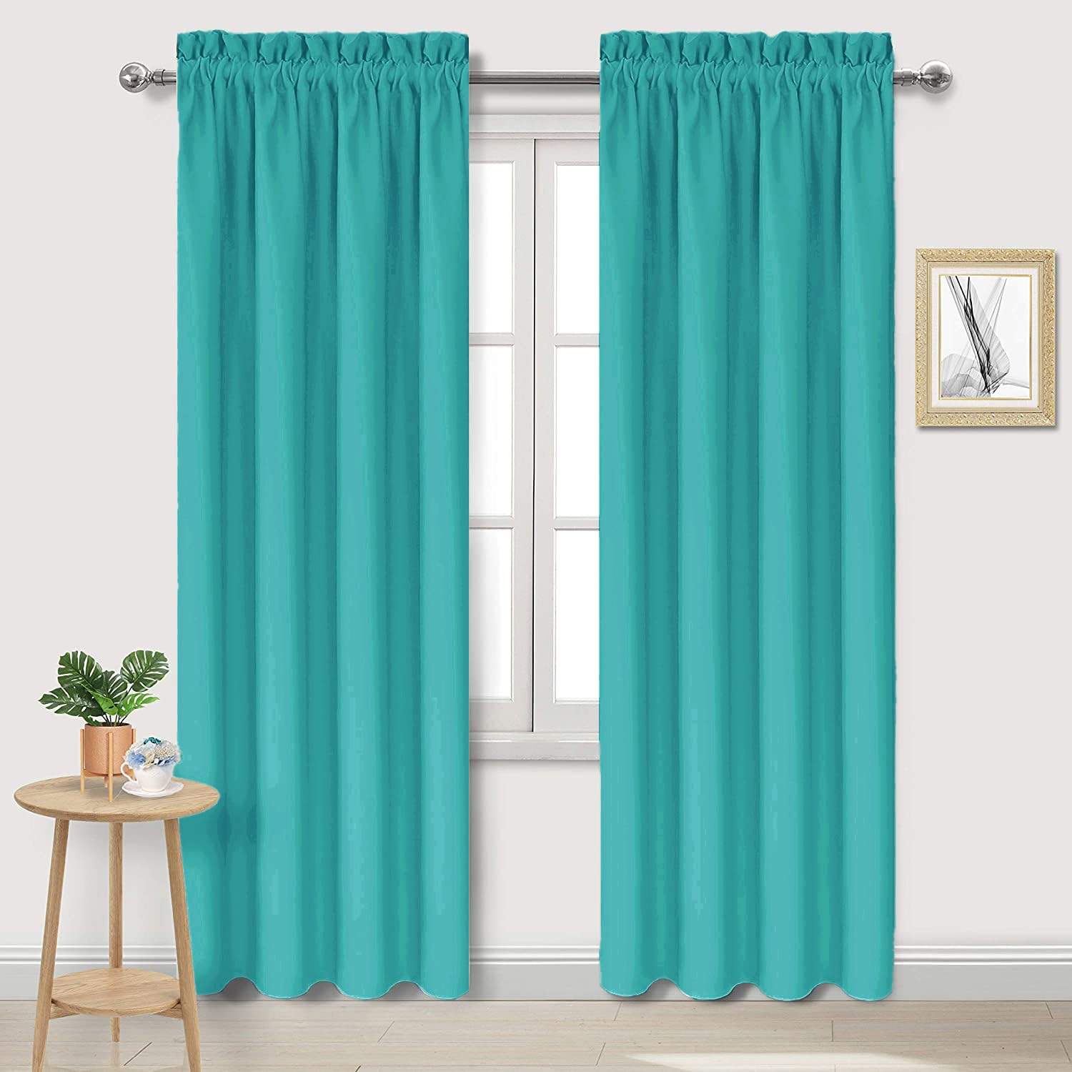 Dwcn Blackout Curtains For Living Room Thermal Insulated, Energy Saving & Noise Reducing Bedroom Curtains, Peacock Blue, W 42X L
