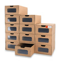 WALL QMER Shoe Boxes Cardboard, 12 Pack, Big Size, Waterproof, Heavy Duty, Stackable Shoe Storage Boxes, with Marking Labels, Tr