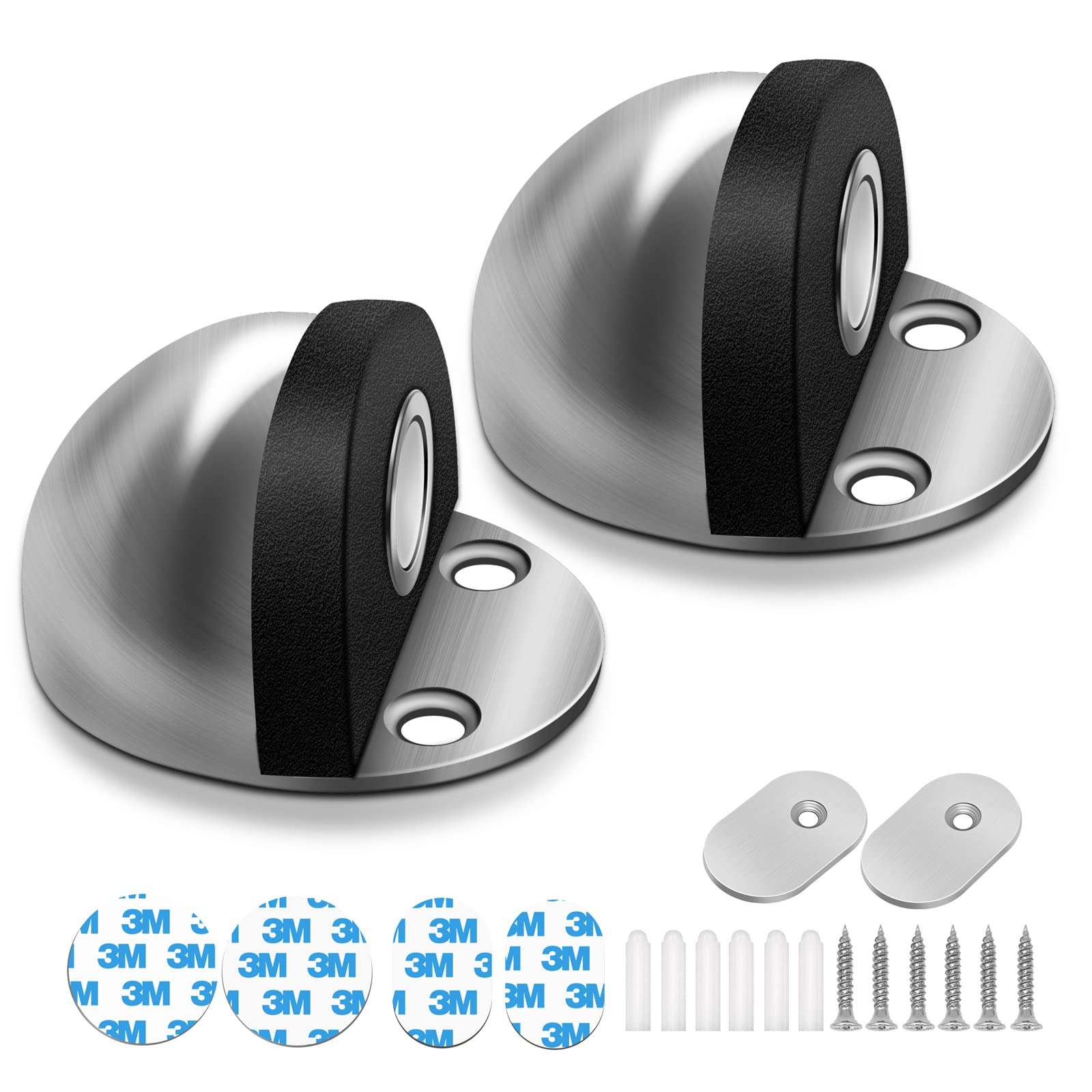 Door Stoppers, Magnetic Door Stop, Stainless Steel Brushed Nickel Door Stop, Floor Mount Door Holder Doorstop For Bottom Of Door