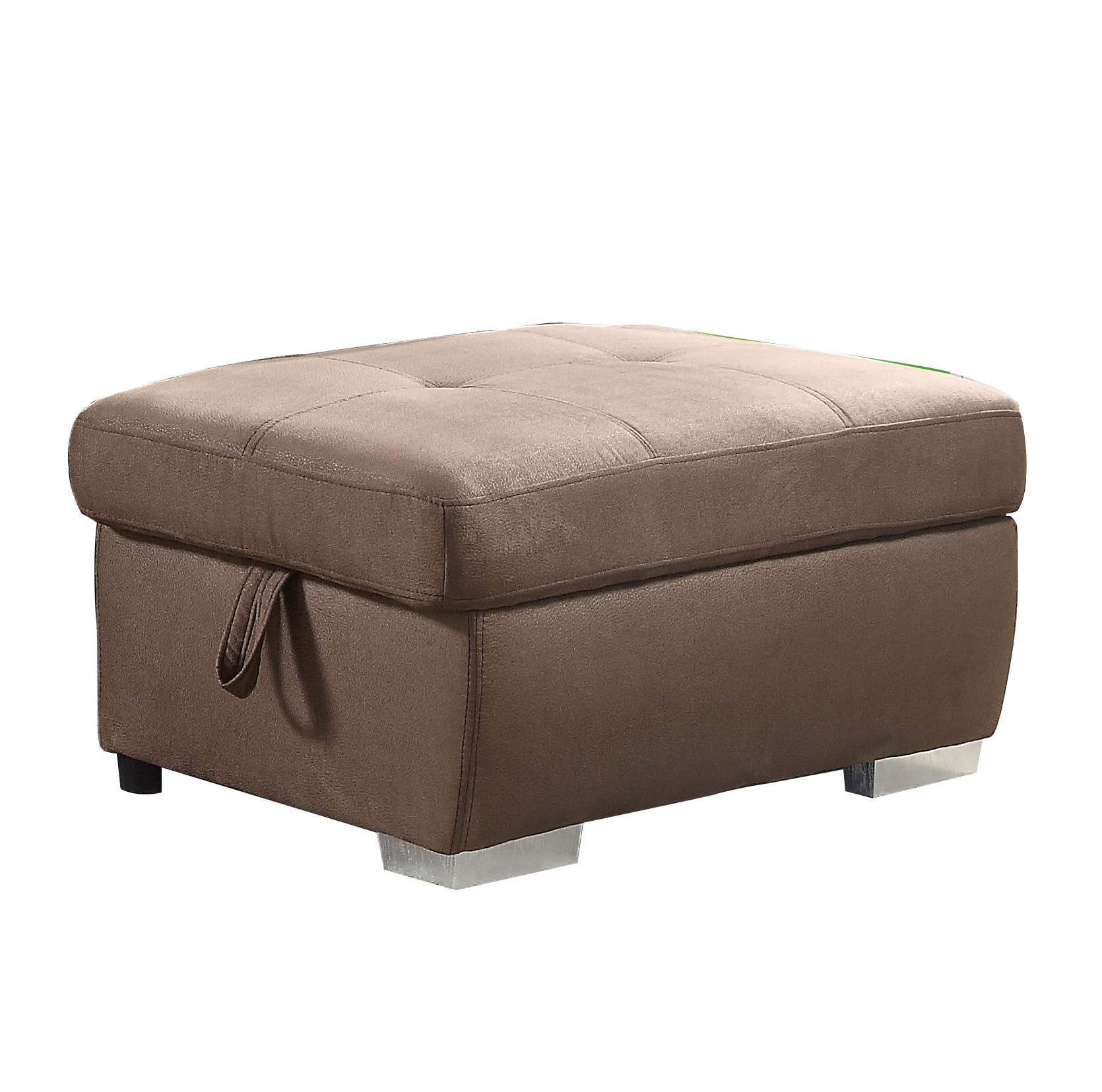 Acme Furniture Upholstered Ottman with Storage, Brown and Gold