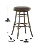 Steve Silver Bali Backless Swivel Bar Stool, Upholstered Seat with Metal Base, Brown Bar Stool, 18" W x 18" D x 30" H, (BL500SBC)