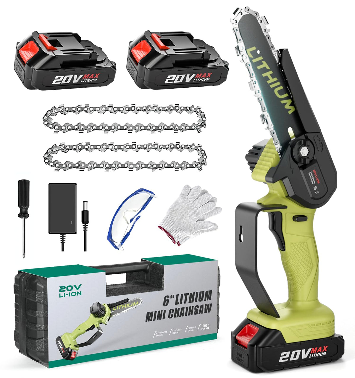 Mini Chainsaw Crodless, 6-Inch Small Chainsaw Electric Chain Saws With 2 Batteries Powered, Super Handheld Protable Saws For Tre