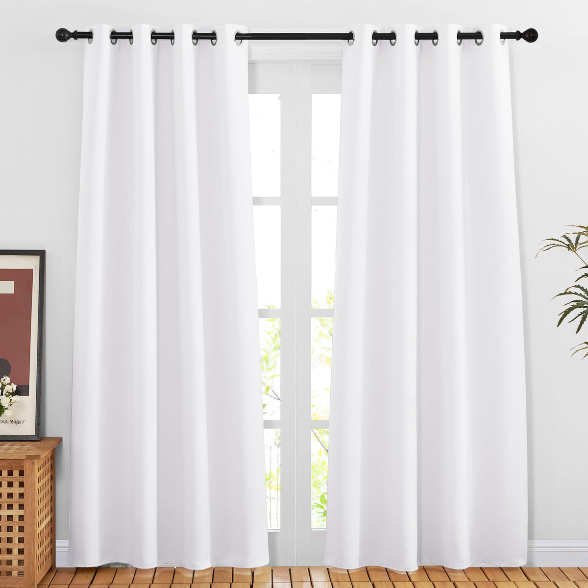 Nicetown White Doorway Curtains 80 Inches Long, Grommet Privacy Door Curtains Room Darkening Thermal Window Treatments For Bedro