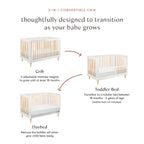 Babyletto Lolly 3-In-1 Convertible Crib With Toddler Bed Conversion Kit In White And Natural, Greenguard Gold Certified