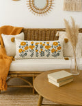 Jutiepie Cotton Cushion Cover | 14X36 Inch Beige And Yellow Handloom With Tassels | Rectangular Pillow Cover For Sofa, Diwan, Li