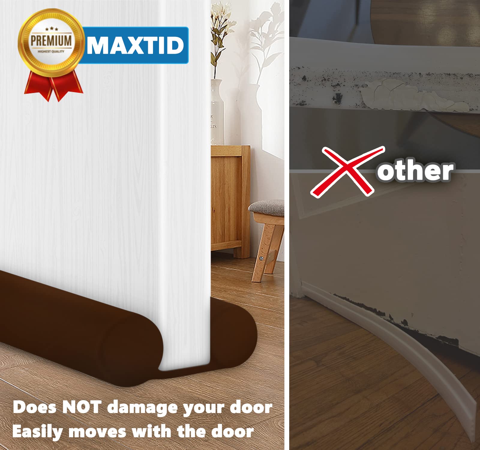 Maxtid Small Door Draft Blocker 30' Double Door Draft Sealers For Bottom Of Door Weather Seal Strips Soundproof Door Seal