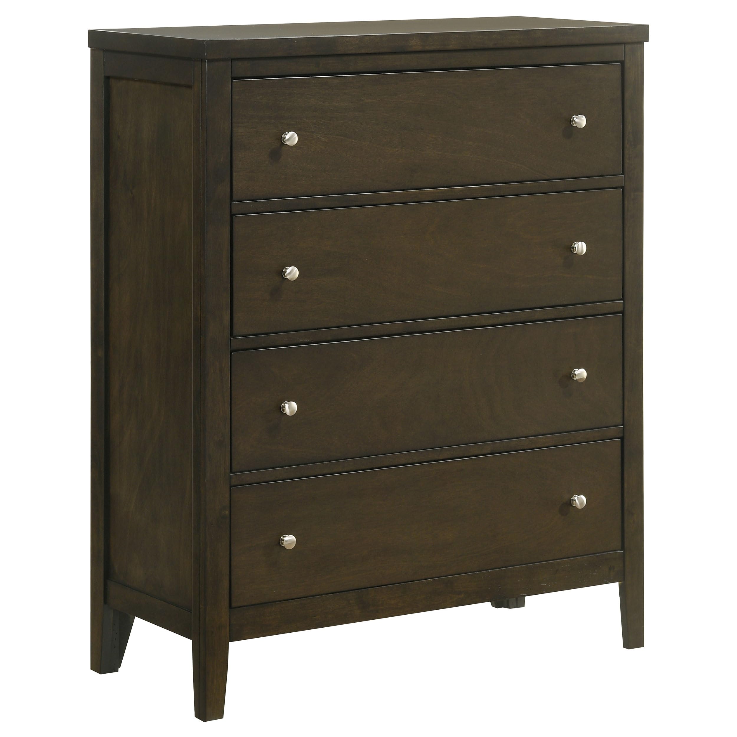 Coaster Home Furnishings Wilkes Transitional Wood 4-Drawer Bedroom Chest of Drawers Chiffonier Clothing Storage Cabinet Bedroom Armoire Tall Dresser Organizer Unit Dark Cocoa 224425