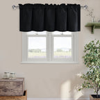 DWCN Black Valance for Windows, Short Window Curtain Basement Valance, Kitchen Valance Curtains Rod Pocket -1 Panel, 52 X 18 Inc