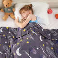 Yescool Weighted Blanket 5 Pounds Cooling Weighted Lap Blanket, Star Galaxy Moon Heavy Blanket For Sleeping, Washable Weighted T